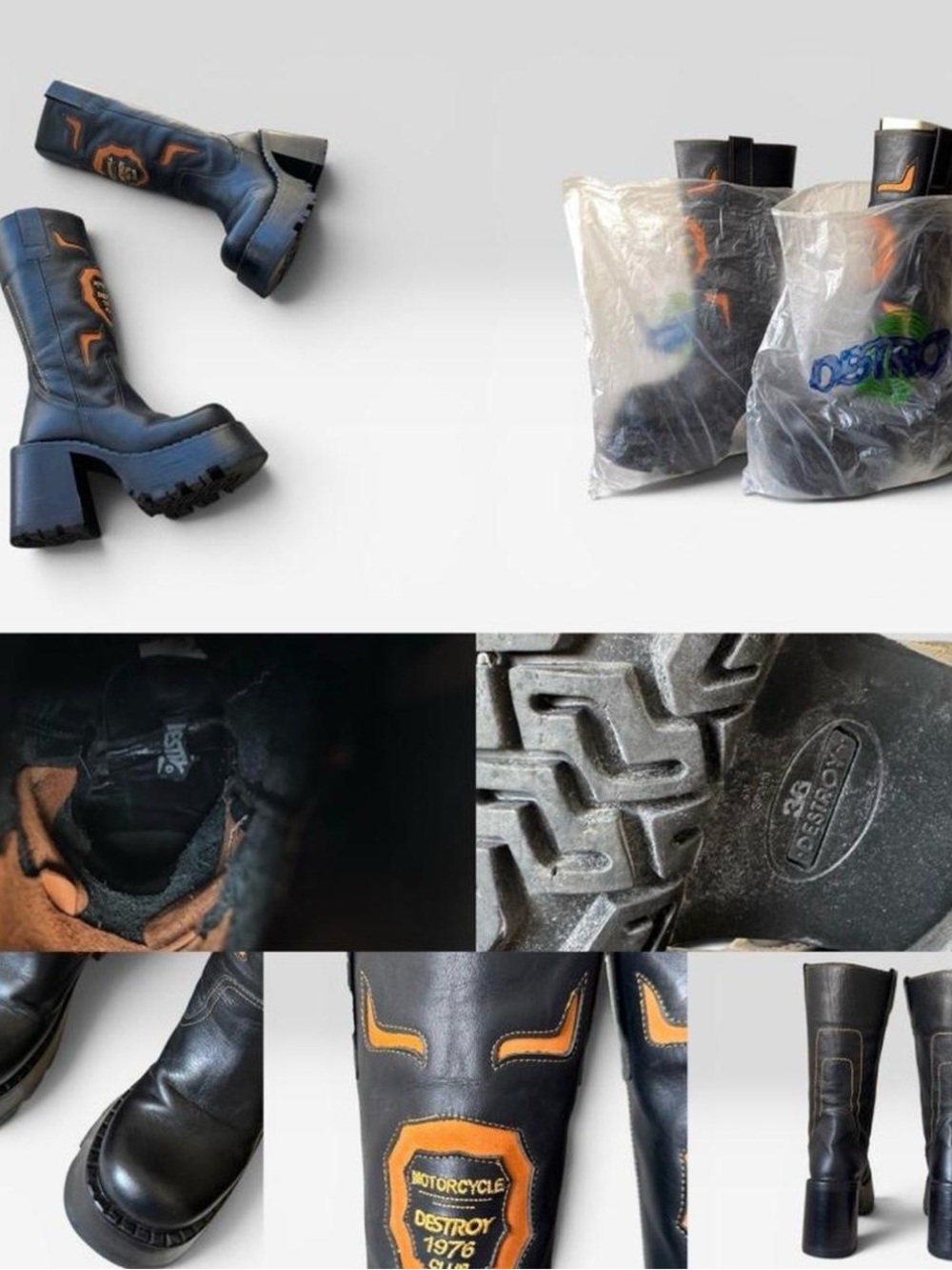 Ultra Rare 90s Destroy 'Motorcycle Club' Leather Platform
Boots - Picture 8 of 8
